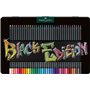Lata metálica Faber-Castell Black Edition com 36 lápis de cor - Mina supermacia - Madeira preta - Ideal para desenhar em papéis 