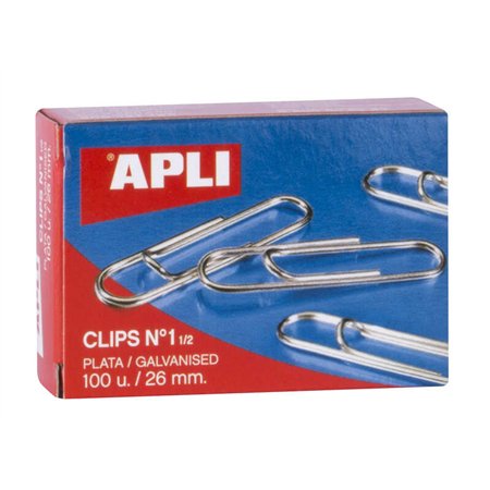 Presilhas de arame Apli nº 1 1/2 - 26 mm - Acabamento galvanizado prateado - 100 unidades por caixa - Organização perfeita