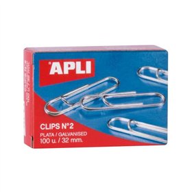 Pacote com 100 grampos galvanizados Apli nº 2 de 32 mm