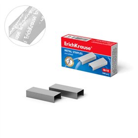 Caixa com 1000 grampos galvanizados Erichkrause nº 10 - Grampos para até 20 folhas - Alta qualidade e resistência aprimorada - R