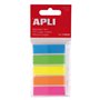 Índices adesivos Apli 45x12mm, 5 cores fluorescentes - 25 índices por cor - Fáceis de colar e remover - Ideais para marcar e org