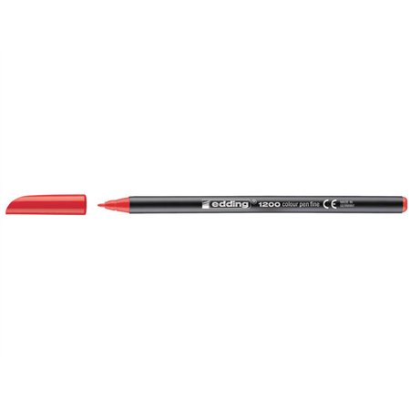 Marcador Edding 1200 - Ponta redonda - Espessura da linha entre 0,5 e 1 mm - Tinta à base de água - Vermelho