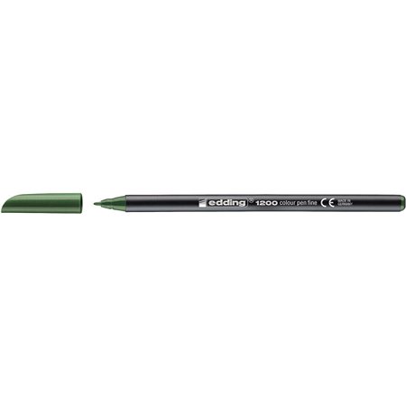 Marcador Edding 1200 - Ponta Redonda - Espessura da Linha de 1mm - Tinta à Base de Água - Verde Oliva