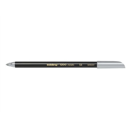 Marcador Edding 1200 - Ponta Redonda - Espessura da Linha de 1mm - Tinta à Base de Água - Prateado