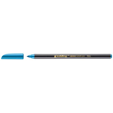 Marcador Edding 1200 - Ponta Redonda - Espessura da Linha de 1mm - Tinta à Base de Água - Azul Metálico