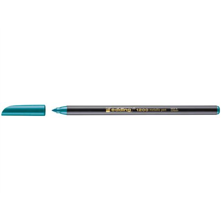 Marcador Edding 1200 - Ponta Redonda - Espessura da Linha de 1mm - Tinta à Base de Água - Verde Metálico