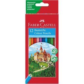 Conjunto de 12 lápis de cor hexagonais Faber-Castell Classic Colour - Resistentes à quebra - Cores sortidas