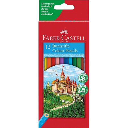 Conjunto de 12 lápis de cor hexagonais Faber-Castell Classic Colour - Resistentes à quebra - Cores sortidas