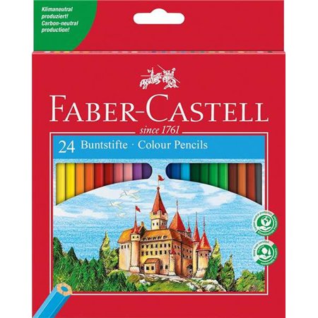 Conjunto de 24 lápis de cor hexagonais Faber-Castell Classic Colour - Resistentes à quebra - Cores sortidas