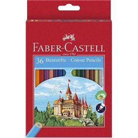 Conjunto de 36 lápis de cor hexagonais Faber-Castell Classic Colour - Resistentes à quebra - Cores sortidas