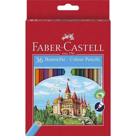 Conjunto de 36 lápis de cor hexagonais Faber-Castell Classic Colour - Resistentes à quebra - Cores sortidas