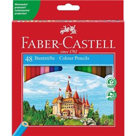 Conjunto de 48 lápis de cor hexagonais Faber-Castell Classic Colour - Resistentes à quebra - Cores sortidas