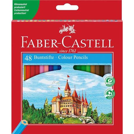 Conjunto de 48 lápis de cor hexagonais Faber-Castell Classic Colour - Resistentes à quebra - Cores sortidas