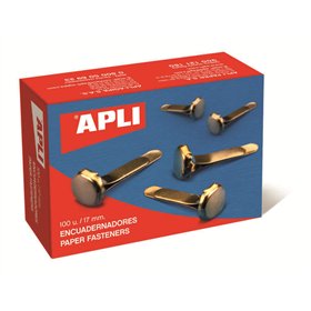 Caixa com 100 prendedores metálicos para encadernação Apli, 12 mm, sem arruelas - Adequados para todos os tipos de documentos - 