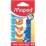 Conjunto Maped com 2 borrachas com 3 desenhos de animais - Formato retangular - Livre de ftalatos - Cores sortidas
