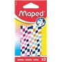 Conjunto de 2 borrachas Maped com 3 desenhos de tabuleiro de xadrez - Formato retangular - Livre de ftalatos - Cores sortidas