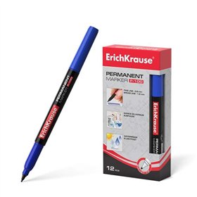 Marcador permanente Erichkrause P-100 - Ponta fina - Espessura da linha de 0,5 a 1,2 mm - Resistente à água e aos raios UV - Azu