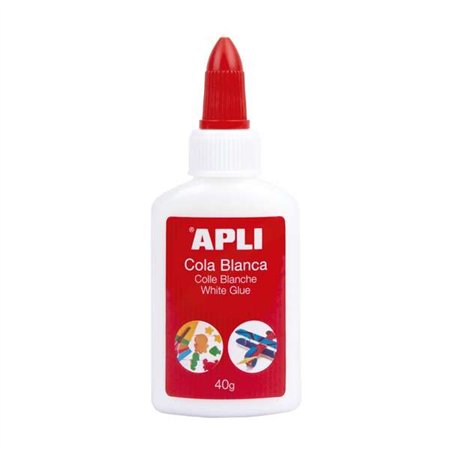 Cola branca líquida Apli 40g - Aplicador com ponta - Sem solventes e atóxica - Adequada para uso escolar