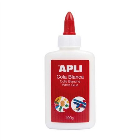 Cola branca líquida Apli 100g - Aplicador com ponta - Sem solventes e atóxica - Adequada para uso escolar