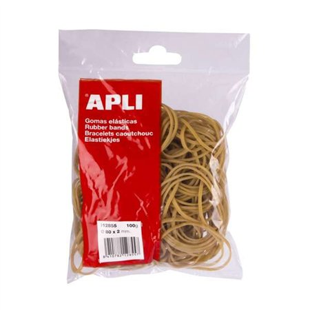 Pacote de Elásticos Apli Ø 80x2mm 100g - Alta Elasticidade e Excelente Resistência - 70% Borracha Natural
