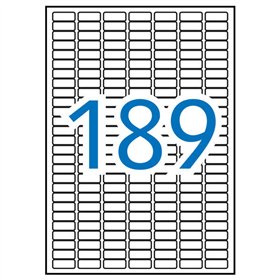Pacote Apli com 1.890 etiquetas retangulares de 25,4 x 10 mm - 10 folhas com 189 etiquetas cada - Adesivo permanente - Cantos ar