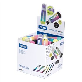 Expositor Milan Sunset Cube para 40 fitas corretivas cilíndricas - 5 mm x 6 m - Ponta giratória 360° - Cores sortidas