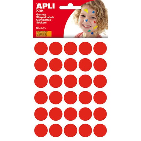 Pacote com 180 adesivos redondos Apli Ø 20mm - Adesivo permanente - Desenvolvimento de habilidades e criatividade - Ideal para p