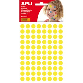 Pacote com 528 adesivos redondos Apli, diâmetro de 10,5 mm - Adesivo permanente - Ideal para creches e escolas - Amarelo
