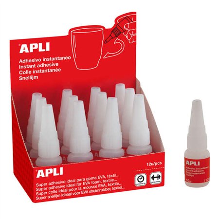Adesivo instantâneo Apli Super 10g - Secagem rápida - Fórmula forte - Transparente