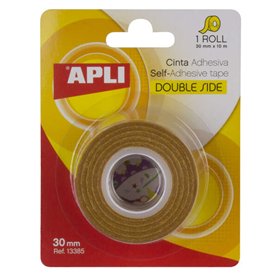Fita adesiva dupla face Apli 30 mm x 10 m - Fácil de cortar e aplicar - Adesão forte e durável - Transparente