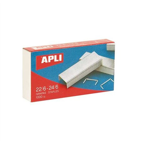 Grampos Apli 22/6 - 24/6 Galvanizados - Capacidade de Grampeamento Aprox. 20 Folhas - Caixa com 1000 Grampos