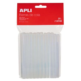 Pacote com 25 bastões de cola quente Apli Ø7,5 mm x 10 cm - Precisão e limpeza no seu trabalho - Não goteja - Compatível com pis
