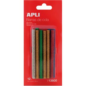 Refil de Bastão Adesivo Termofusível Apli - Ø7,5mm x 10cm - Cores Sortidas com Glitter - Precisão e Limpeza - Compatível com Pis
