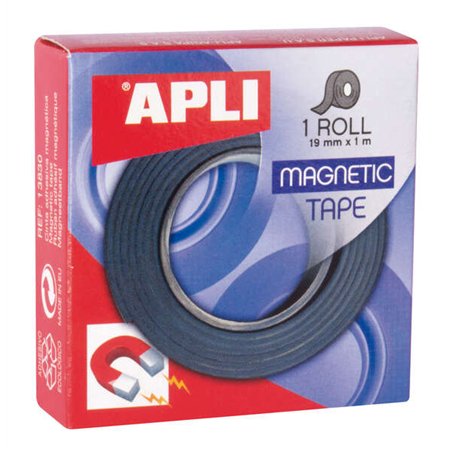 Fita adesiva magnética Apli 19mm x 1m - Fácil de cortar e colar - Ideal para artesanato e organização - Preta
