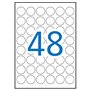 Pacote com 1.200 etiquetas redondas Apli Ø 30mm - 25 folhas com 48 etiquetas cada - Adesivo permanente - Brancas