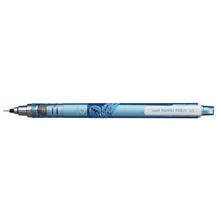 Lapiseira Uni-ball Kuru Toga M5-450T - Grafite de 0,5 mm - Sistema de grafite rotativo - Borracha com botão - Azul