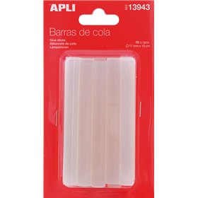 Pacote com 10 bastões de adesivo termofusível Apli Ø11mm x 10cm - Compatíveis com pistolas de Ø11mm - Precisão e limpeza