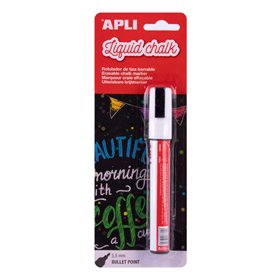 Marcador de giz líquido Apli - Ponta redonda de 5,5 mm - Fácil de apagar com um pano úmido - Secagem rápida e simples de usar - 