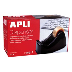 Dispensador de fita adesiva Apli Office para rolos de 33 mm - Lâmina metálica serrilhada - Fácil de usar - Robusto e durável - P