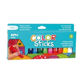 Kit de bastões de tinta Apli Color com 12 tintas têmpera sólidas de 10g cada - Acabamento acetinado sem necessidade de verniz - 