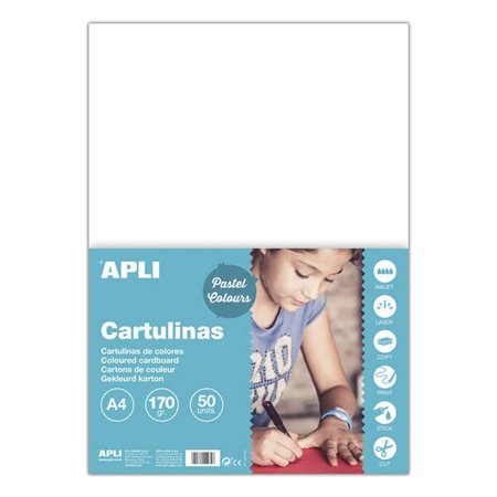 Pacote com 50 folhas de cartão A4 de 170g - Sem ácido - Adequado para uso escolar - Branco