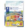 Conjunto de 36 lápis de cor hexagonais Staedtler Noris Aquarell + pincel - Mina reforçada para maior resistência à quebra - Made