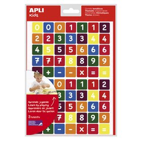Kit de Adesivos Apli com Tema de Números - 210 Adesivos em 3 Folhas - Adesivo Removível - Aprendizado de Números e Cálculo Menta
