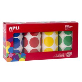 Adesivos redondos Apli Ø 33mm - Pacote com 4 rolos e 2832 adesivos - Adesivo permanente - Ideal para desenvolver habilidades em 
