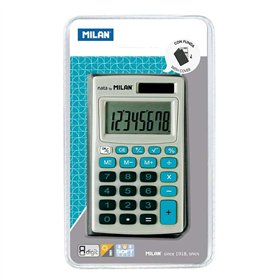 Calculadora de bolso Milan de 8 dígitos - 3 teclas de memória e raiz quadrada - Desligamento automático - Inclui estojo - Cinza 