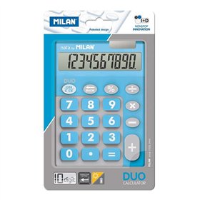 Calculadora Milan Duo de 10 dígitos - Calculadora de mesa - Teclas grandes - Tecla de correção - Azul