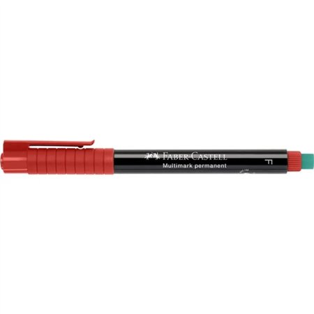 Marcador permanente Faber-Castell Multimark - Espessura da linha: 0,6 mm - Borracha integrada - Resistente à luz e à água - Verm