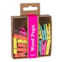 Prendedores de roupa de madeira Apli Fluor Collection - 15 unidades em cores fluorescentes - Caixa Kraft com furo para pendurar 