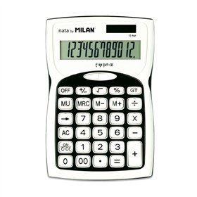 Calculadora Milan de 12 dígitos - 3 teclas de memória - Raiz quadrada - Cálculo de margem - Tecla de desligamento - Preto e bran