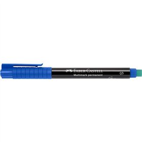 Marcador permanente Faber-Castell Multimark - Espessura da linha de 1 mm - Borracha integrada - Resistente à luz e à água - Azul